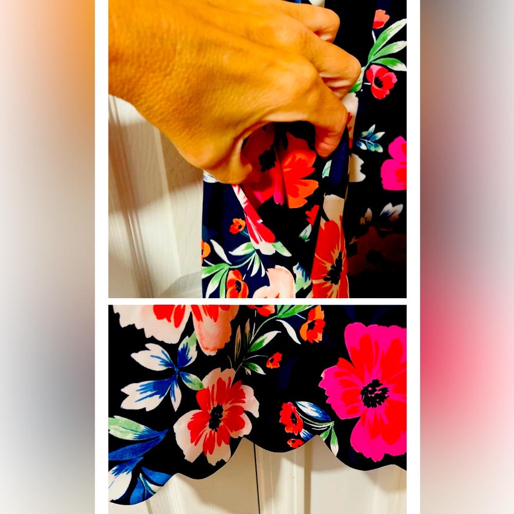Vince Camuto Floral Dress with Scalloped Hem